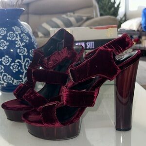RACHEL ZOE “Lila” Velvet Platform Heels | Color: Bordeaux | Size: 7.5 |
